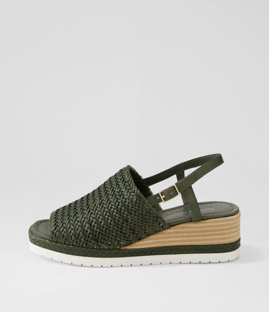 DJANGO & JULIETTE Issah Olive Weave Leather Espadrilles | Espadrilles