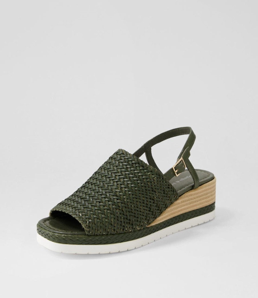 DJANGO & JULIETTE Issah Olive Weave Leather Espadrilles | Espadrilles