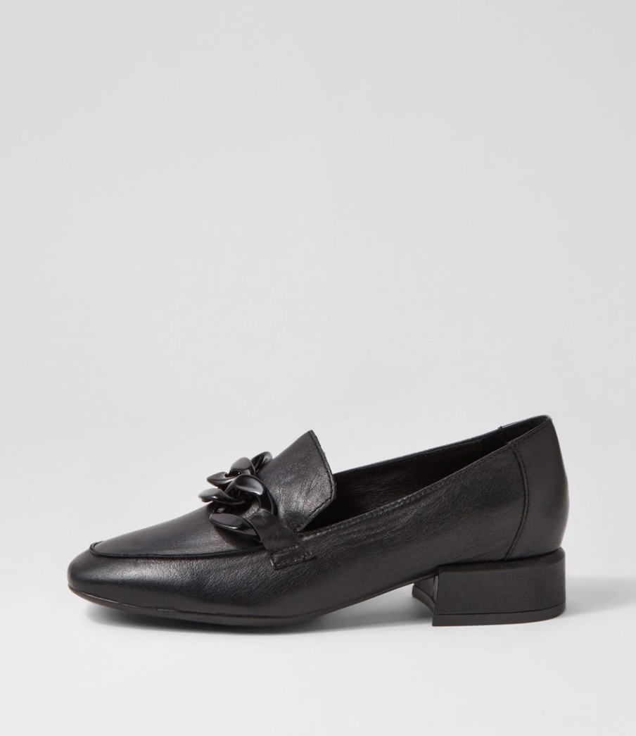 DJANGO & JULIETTE Vivek Black Leather Heels | Loafers