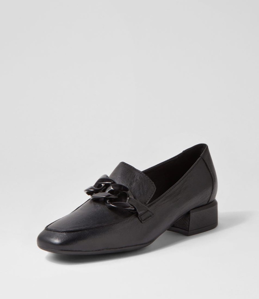 DJANGO & JULIETTE Vivek Black Leather Heels | Loafers