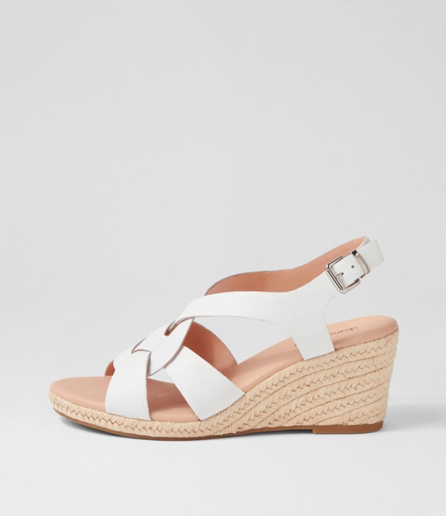 DIANA FERRARI Jansome White Leather Sandals | Espadrilles