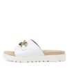 ZIERA Narry Xw White Leather Slides | Sandals