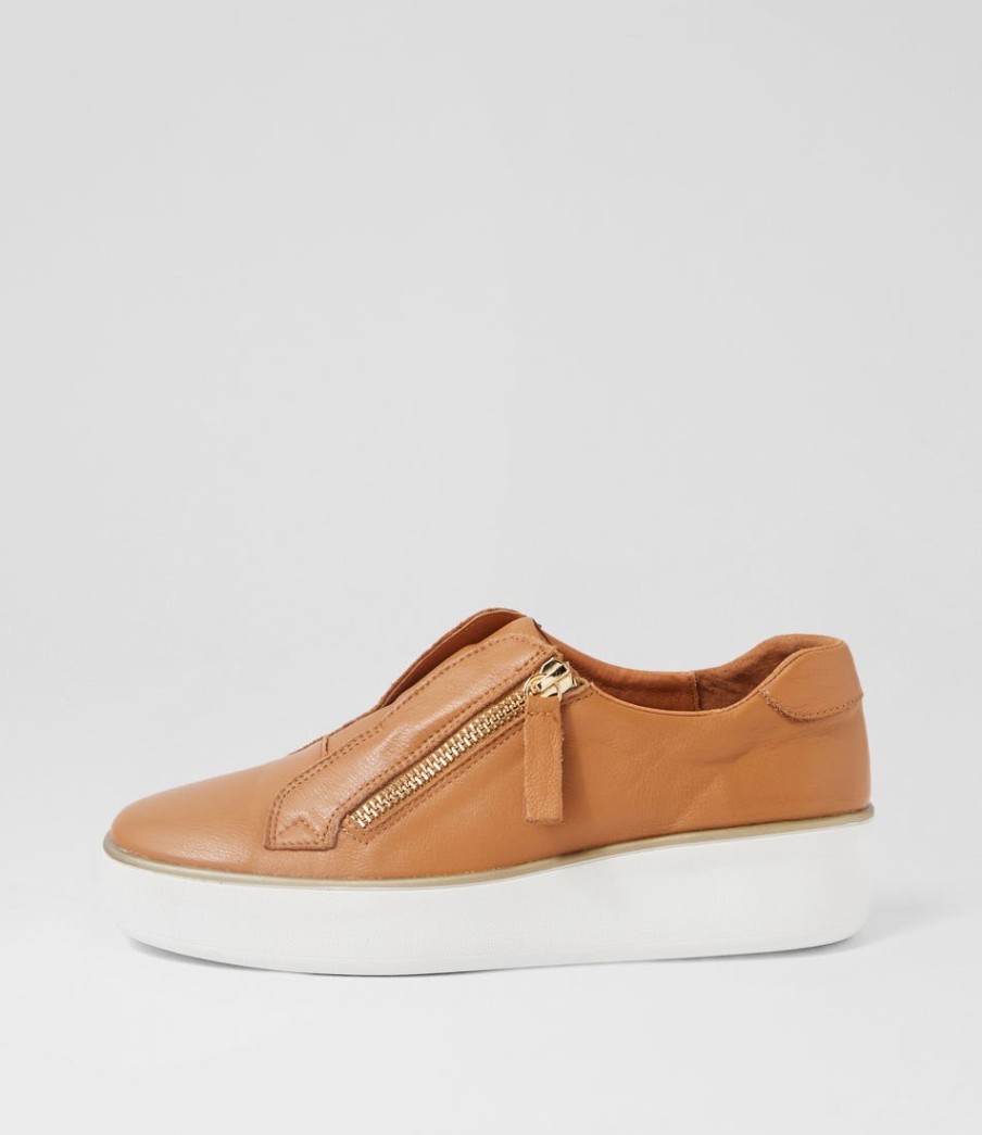 ZIERA Zikta W Dark Tan White Leather Sneakers | Sneakers