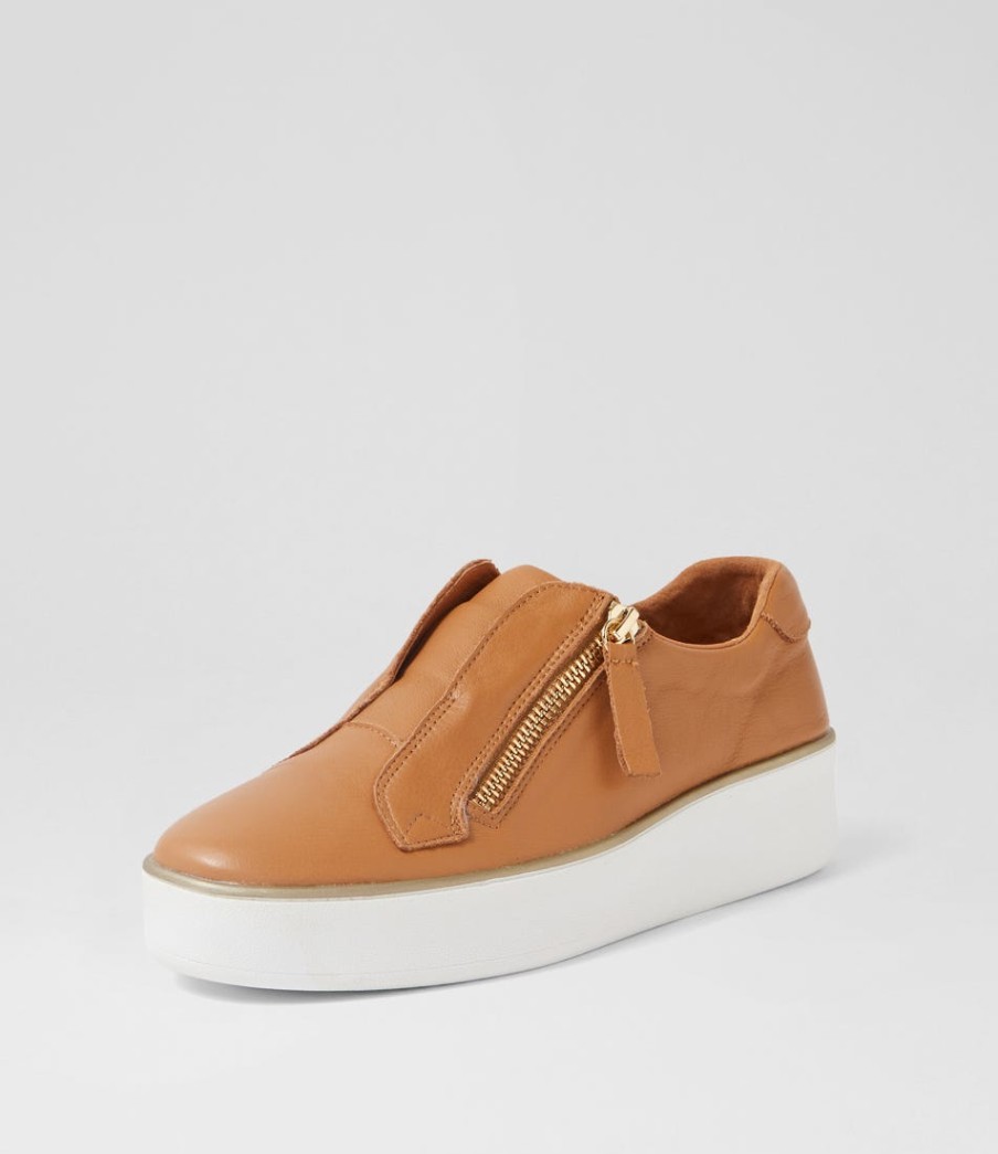 ZIERA Zikta W Dark Tan White Leather Sneakers | Sneakers