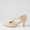 DJANGO & JULIETTE Electrik Pale Gold Sparkle Fabric Heels | Heels