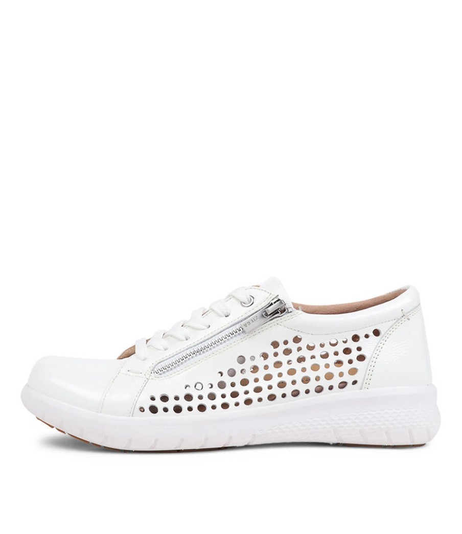 ZIERA Shovo Xf White Wrinkle Patent Sneakers | Wedges