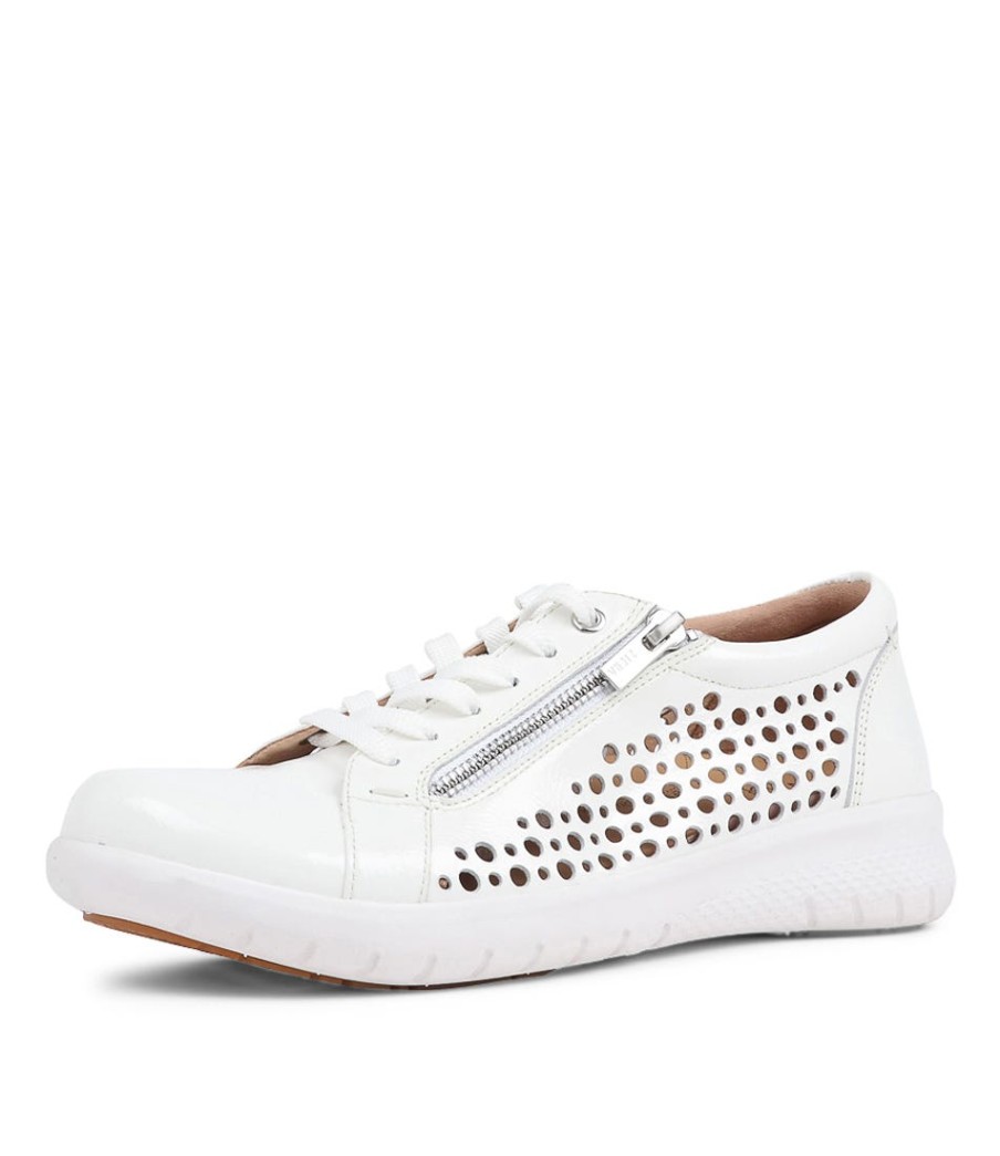 ZIERA Shovo Xf White Wrinkle Patent Sneakers | Wedges