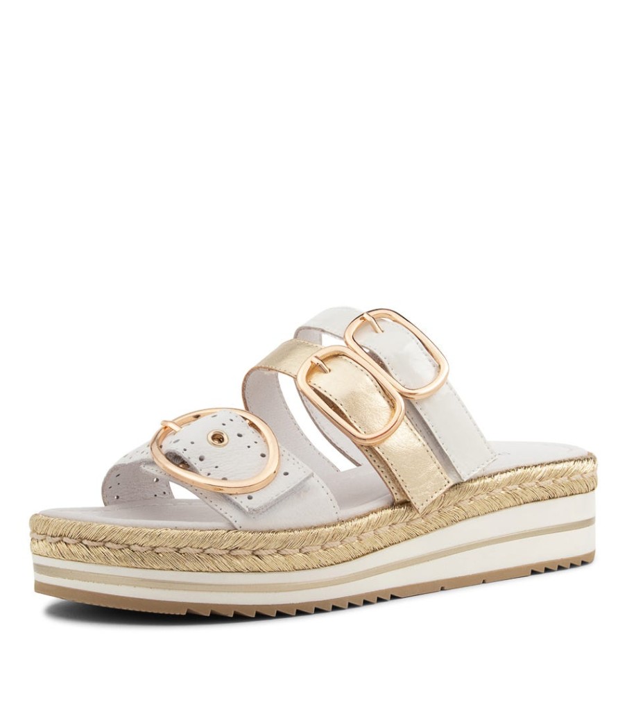 DJANGO & JULIETTE Abbas White Multi Slides | Espadrilles