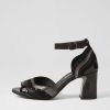 DJANGO & JULIETTE Kage Black Mix Suede Leather Sandals | Heels