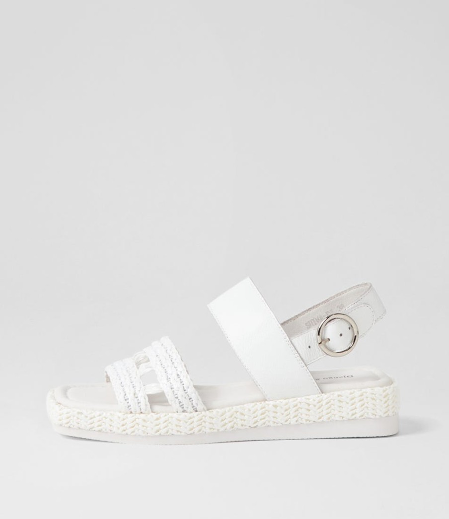 DJANGO & JULIETTE Shima White Synthetic Raffia Leather Espadrilles | Espadrilles