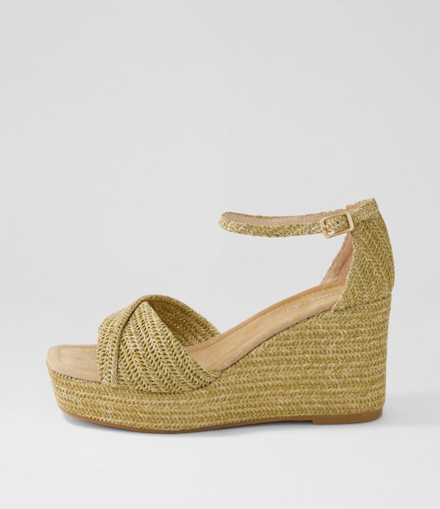 DJANGO & JULIETTE Cotton Natural Synthetic Raffia Sandals | Wedges