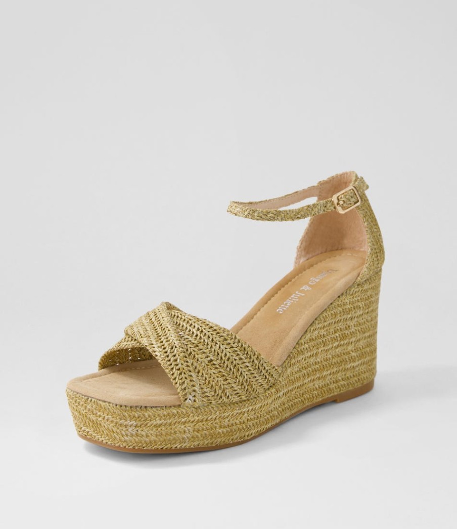 DJANGO & JULIETTE Cotton Natural Synthetic Raffia Sandals | Wedges