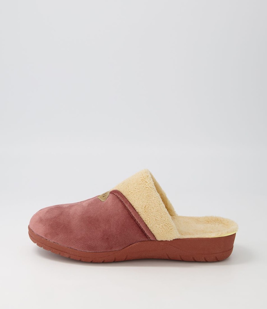 ZIERA Comfy W Mink Beige Fur Microsuede Slippers | Wedges