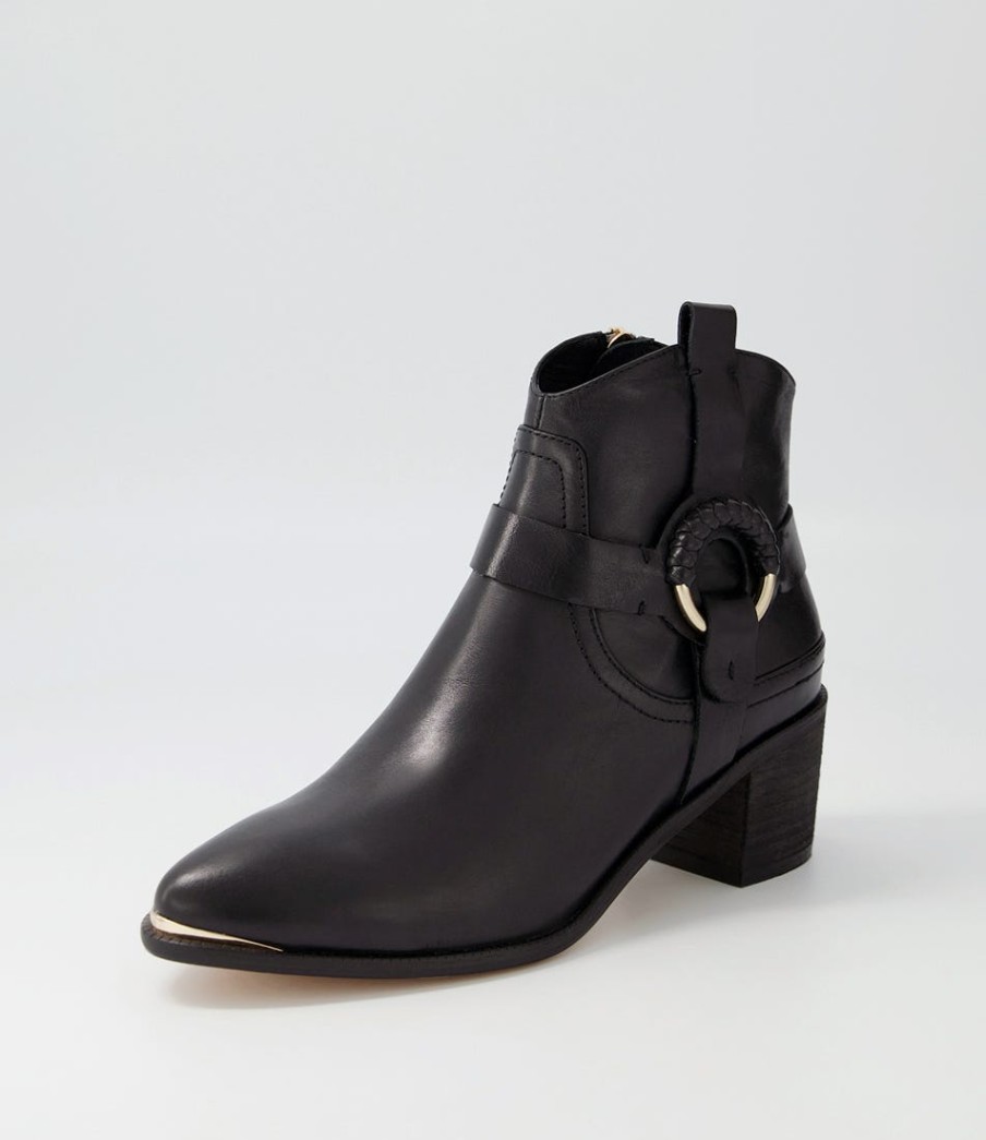 DJANGO & JULIETTE Hoyo Black Leather Ankle Boots | Boots