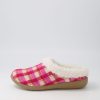 ZIERA Fifi Xw Fuchsia Red Check Fabric Slippers | Comfort