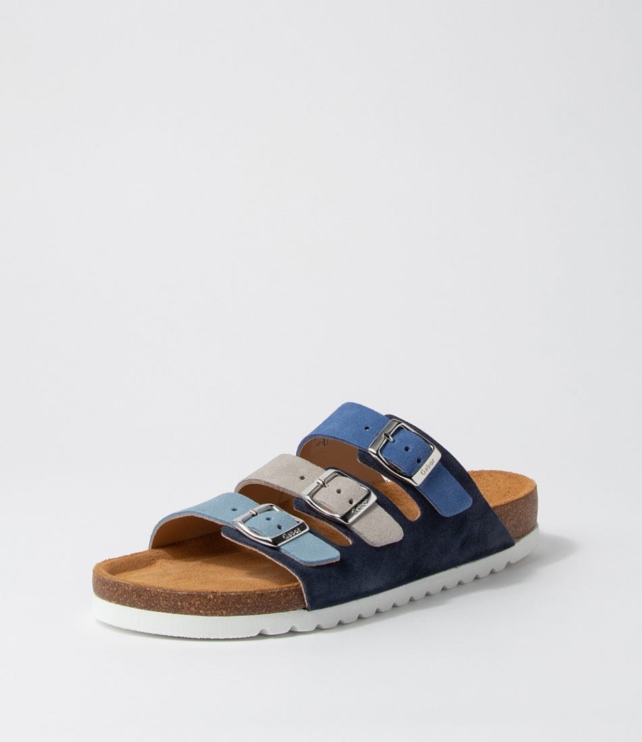 GABOR Alfy Blau Kombi Suede Sandals | Comfort