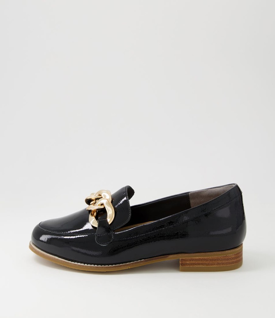 ZIERA Tamest Xf Black Wrinkle Patent Flat Shoes | Loafers