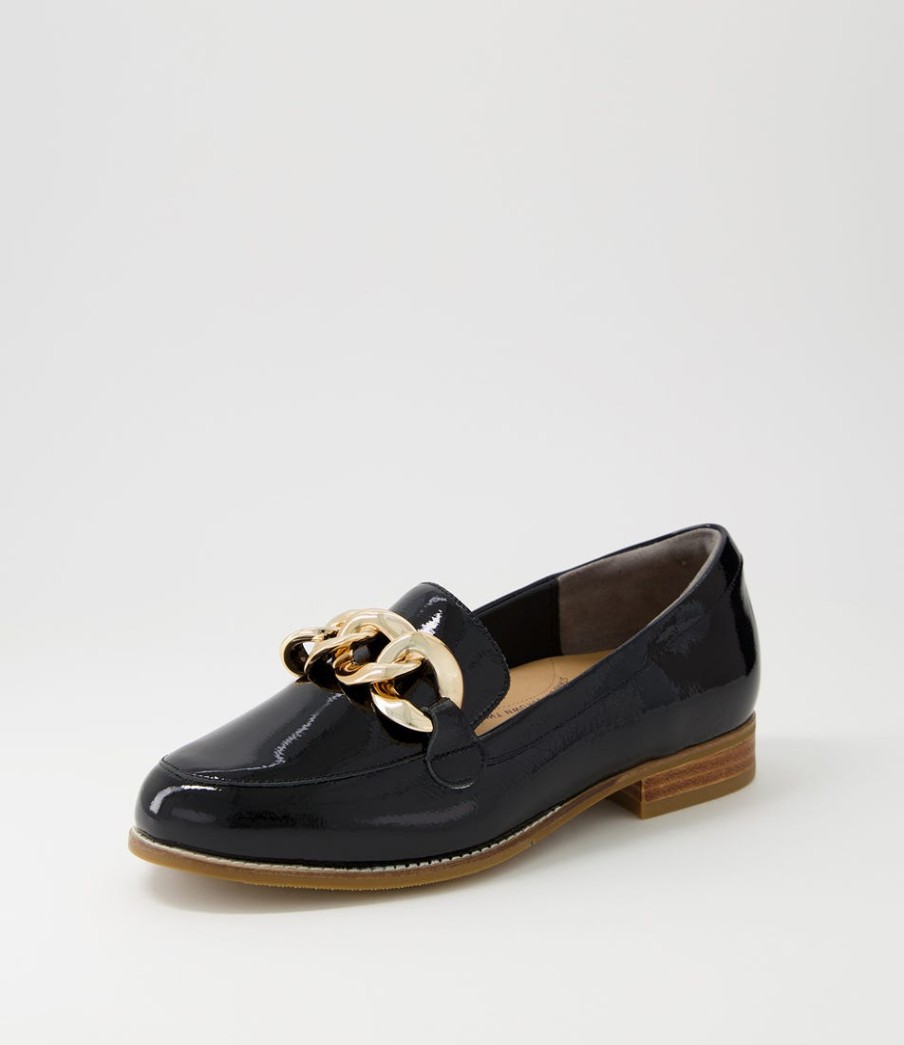 ZIERA Tamest Xf Black Wrinkle Patent Flat Shoes | Loafers