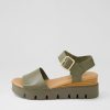 DJANGO & JULIETTE Reesen Olive Leather Sandals | Wedges