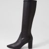 DJANGO & JULIETTE Norass Black Stretch Shrunken Knee High Boots | Boots