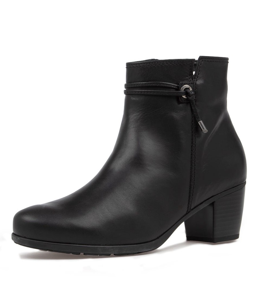 GABOR Rena Schwarz Leather Ankle Boots | Comfort