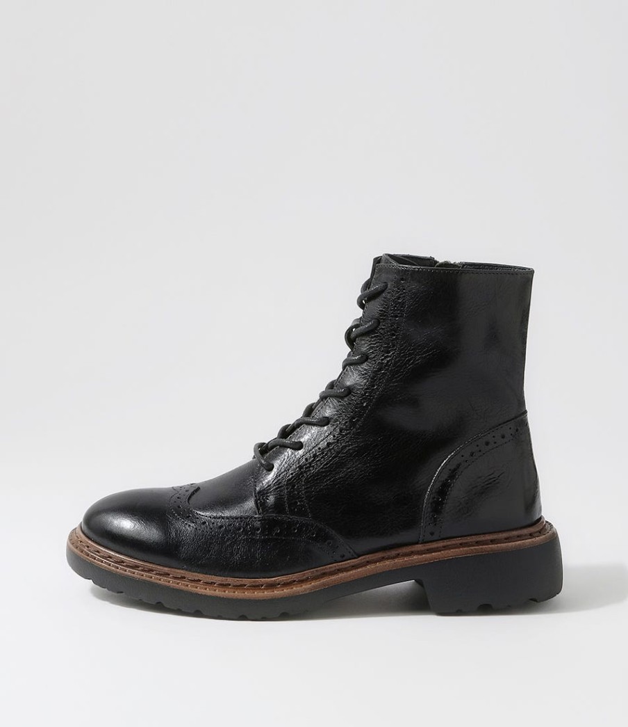 DJANGO & JULIETTE Buford Black Leather Lace Up Boots | Boots