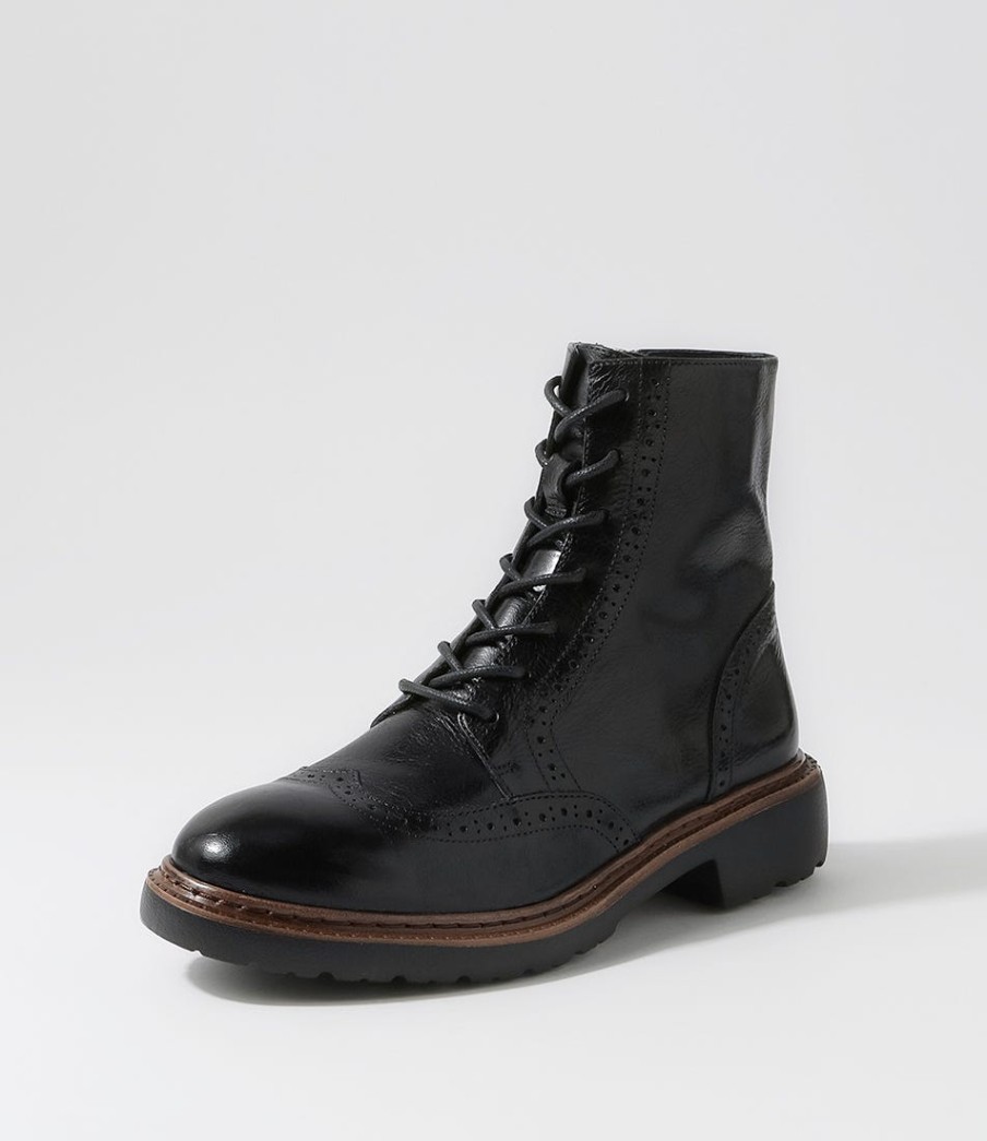 DJANGO & JULIETTE Buford Black Leather Lace Up Boots | Boots