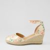 DJANGO & JULIETTE Rylen Rose Gold Pink Line Cut Leather Wedges | Espadrilles