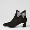 DJANGO & JULIETTE Jeya Black Silver Suede Jewels Ankle Boots | Boots