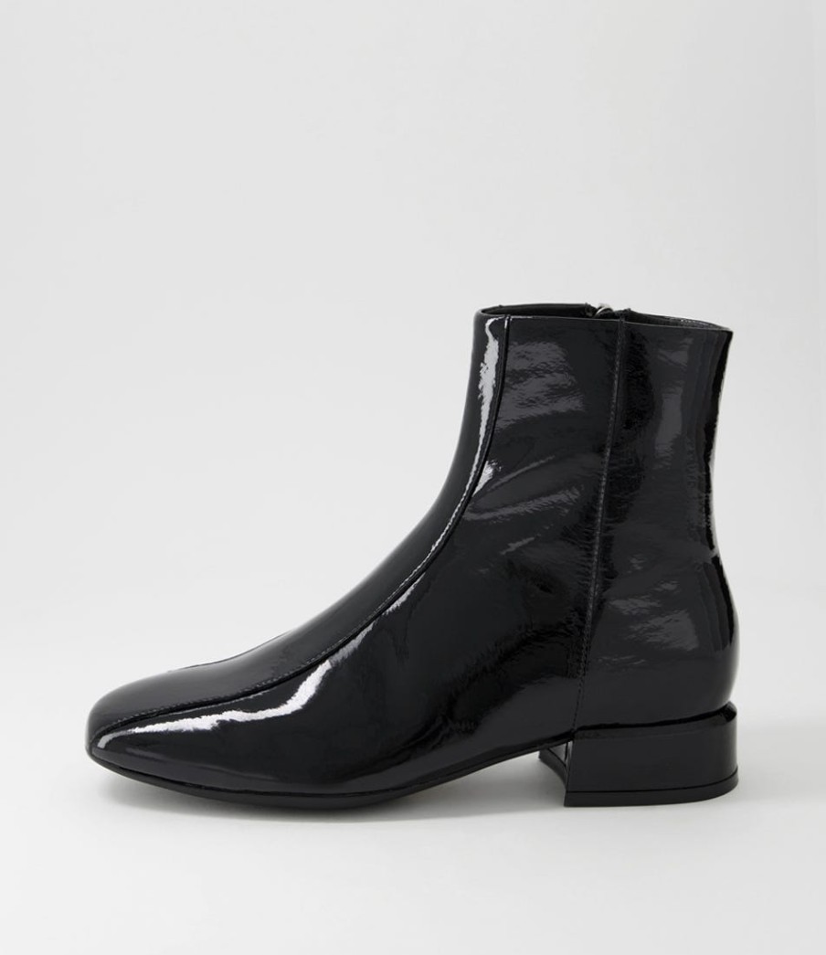 DJANGO & JULIETTE Vamee Black Patent Leather Ankle Boots | Boots