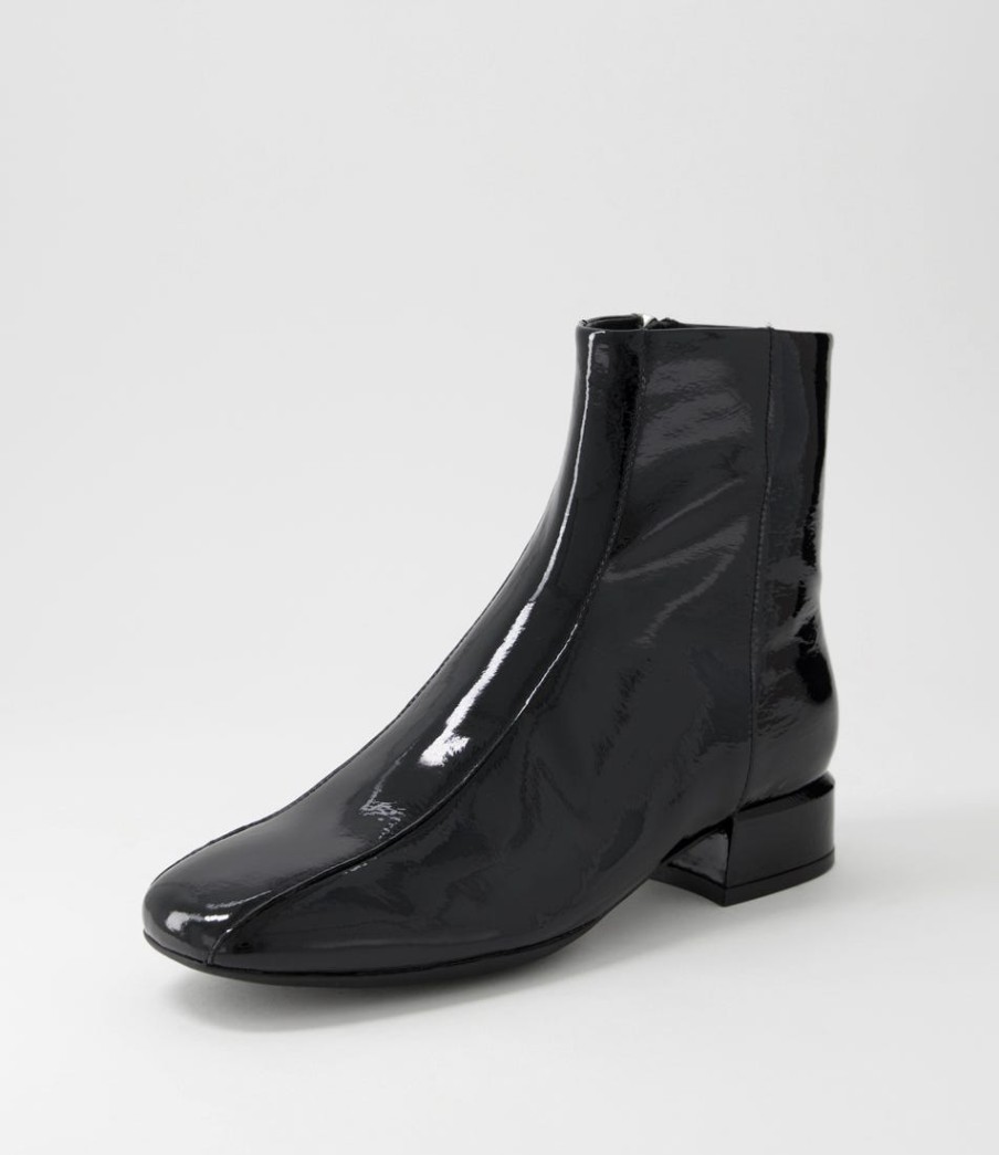 DJANGO & JULIETTE Vamee Black Patent Leather Ankle Boots | Boots