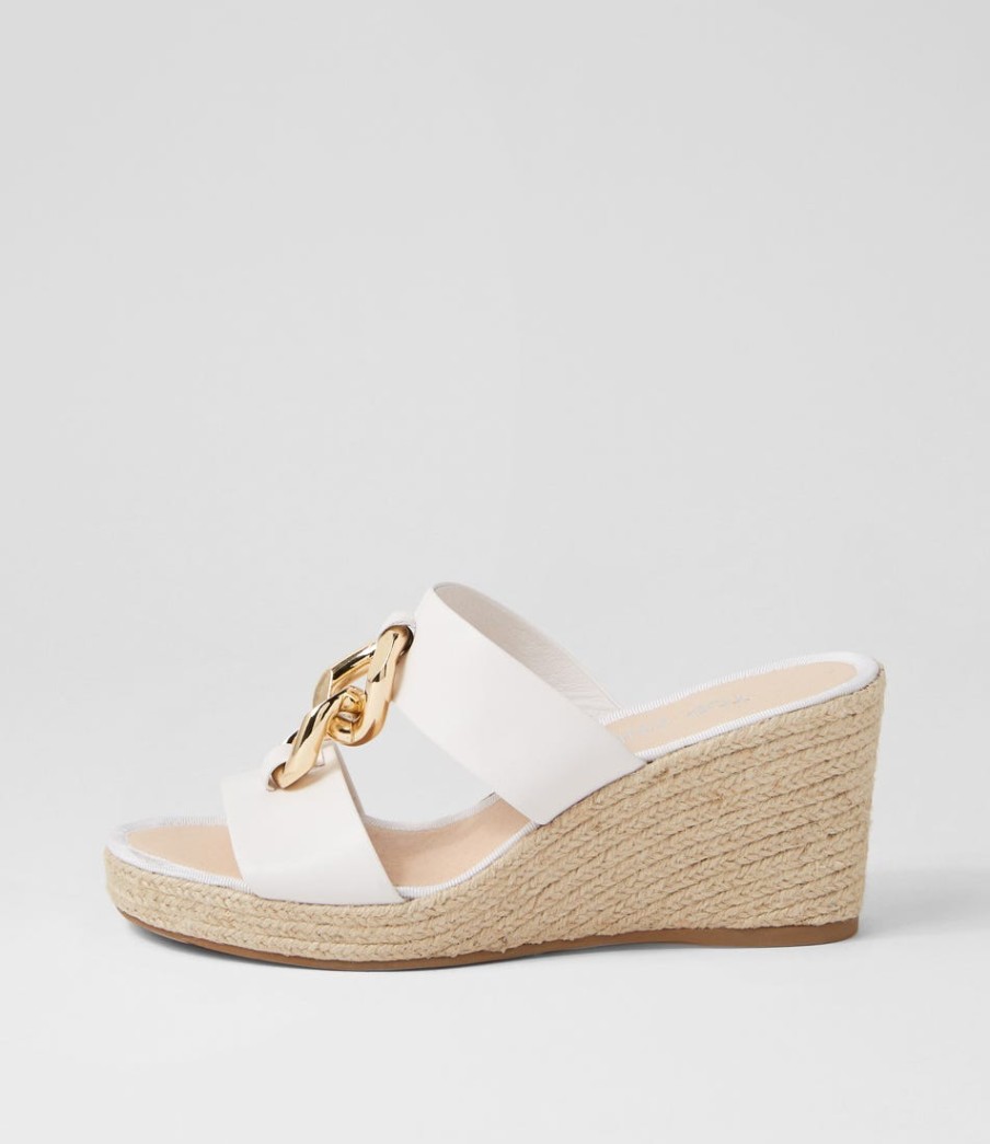 TOP END Greecie White Natural Rope Leather Sandals | Espadrilles