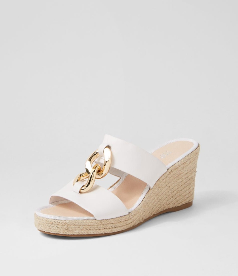 TOP END Greecie White Natural Rope Leather Sandals | Espadrilles