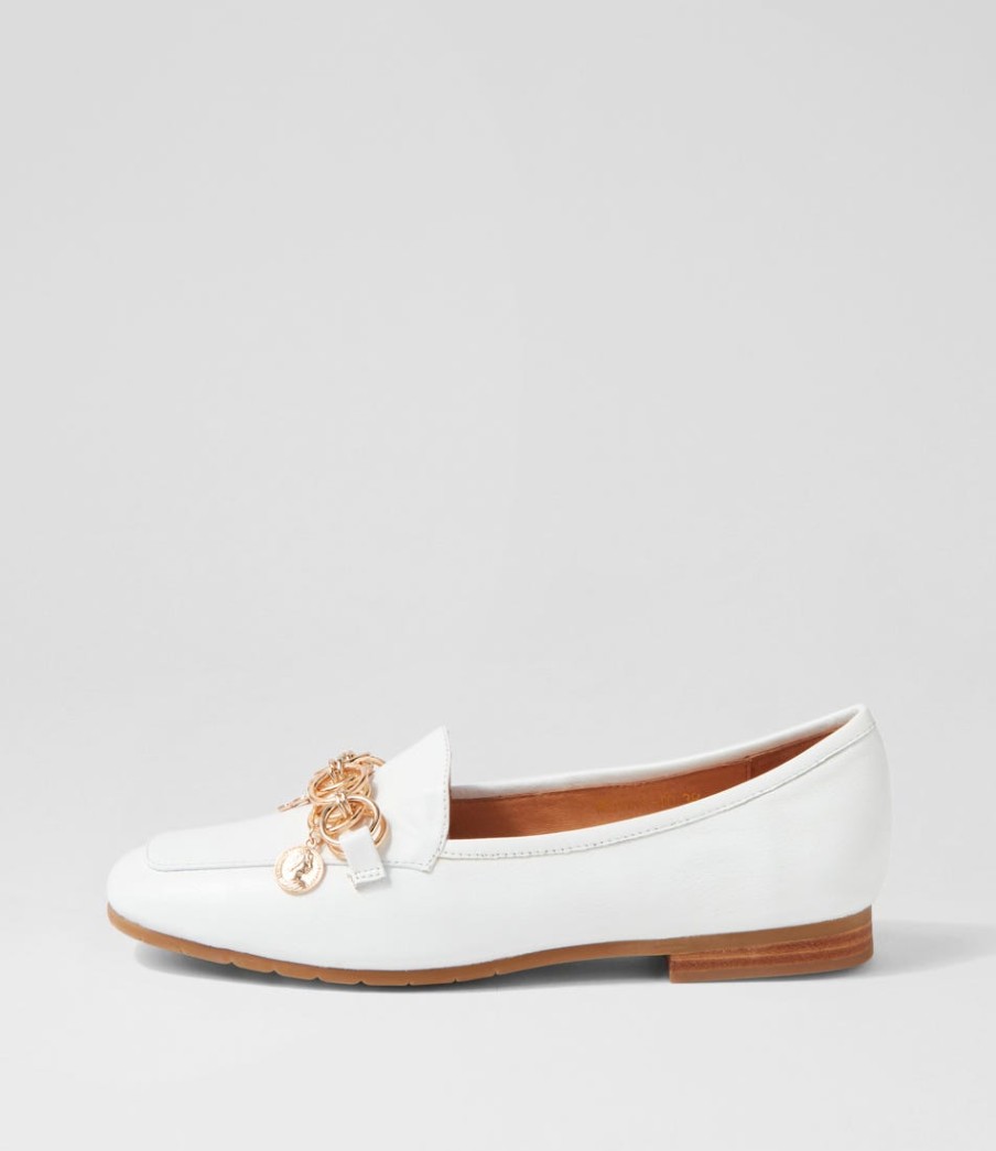 TOP END Mennat White Leather Loafers | Loafers