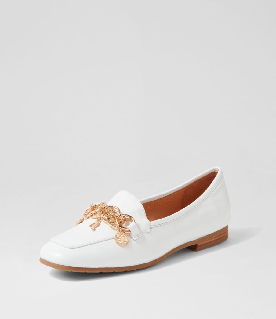 TOP END Mennat White Leather Loafers | Loafers