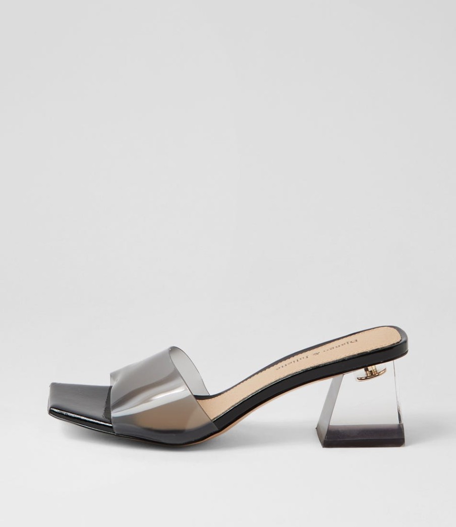 DJANGO & JULIETTE Rallas Smoke Vinylite Mules | Heels