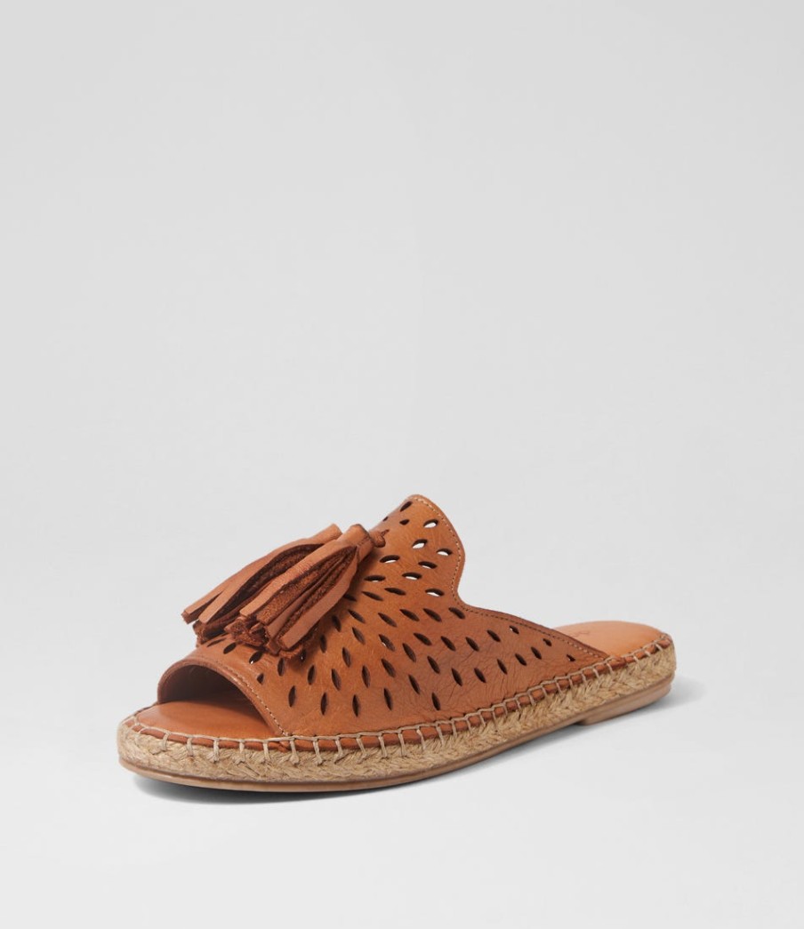 DIANA FERRARI Pinetree Tan Leather Sandals | Flats