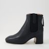 TOP END Fether Black Leather Elastic Chelsea Boots | Boots