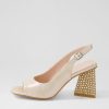 DJANGO & JULIETTE Lantos Nude Shimmer Leather Jewels Sandals | Heels