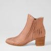 DJANGO & JULIETTE Mockas Blush Metallic Cut Leather Ankle Boots | Boots