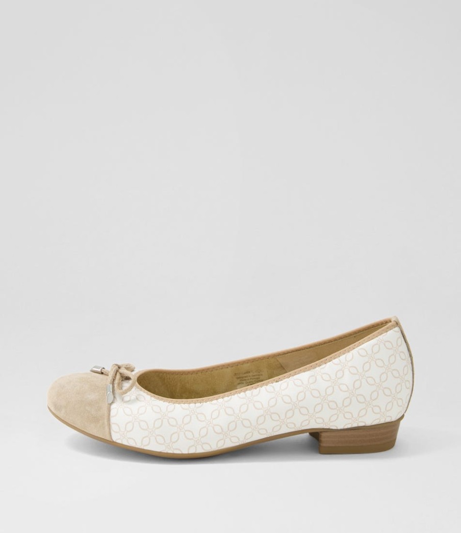 ARA Bari 21 Sand Print Leather Ballet Flats | Comfort