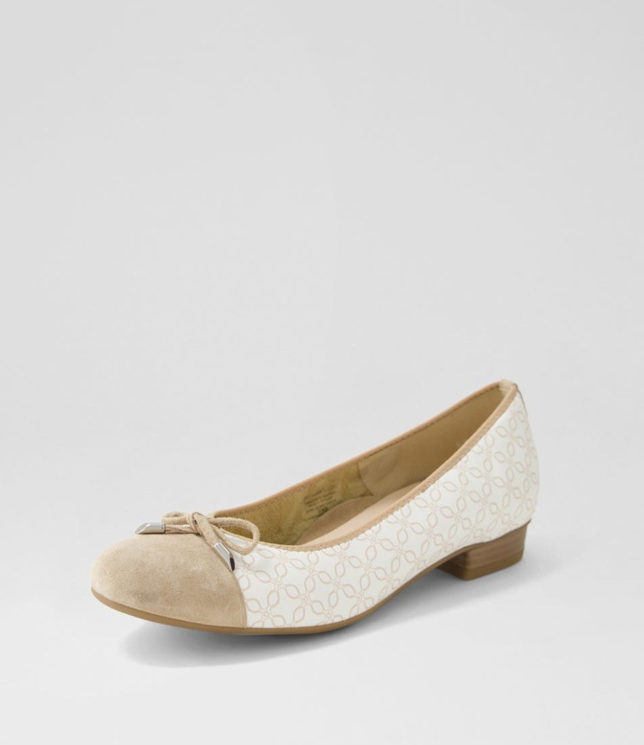 ARA Bari 21 Sand Print Leather Ballet Flats | Comfort