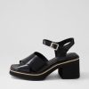 DJANGO & JULIETTE Jemi Black Box Leather Sandals | Heels