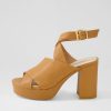 DJANGO & JULIETTE Ojulie Dark Tan Leather Sandals | Heels