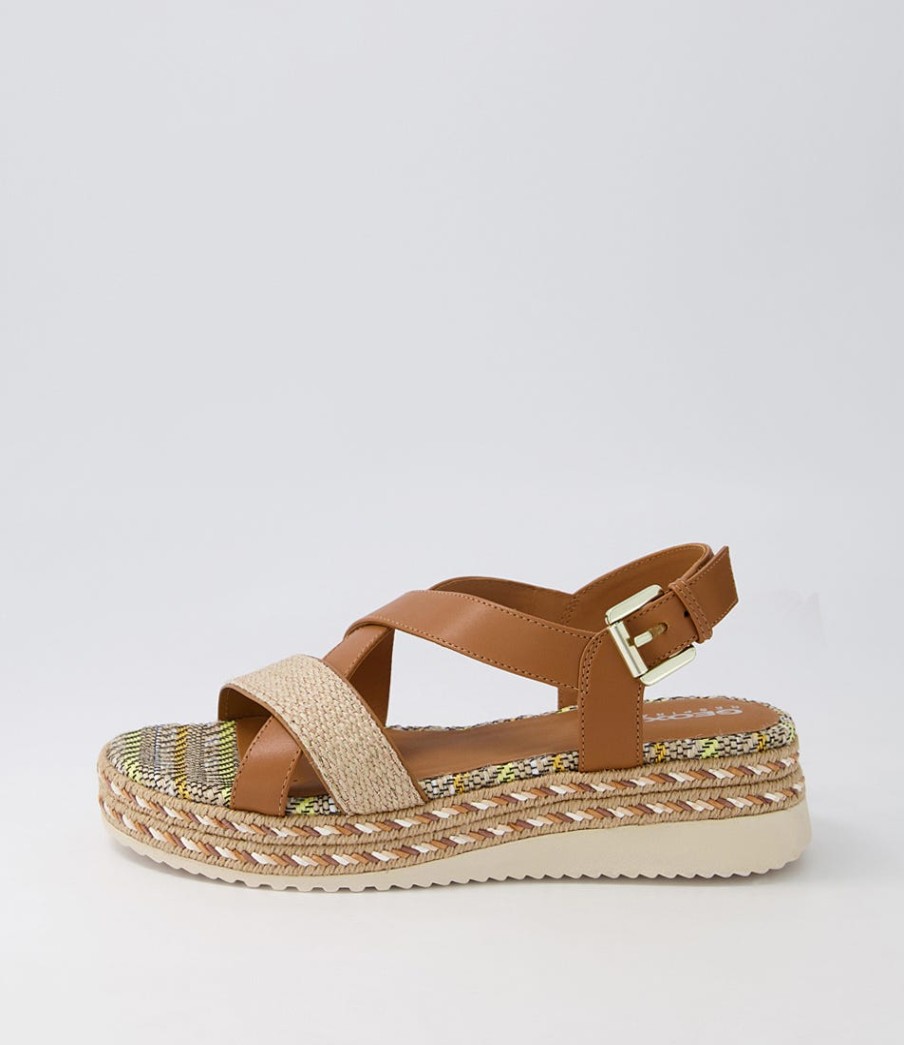 GEOX D Eolie D Camel Sand Leather Sandals | Comfort