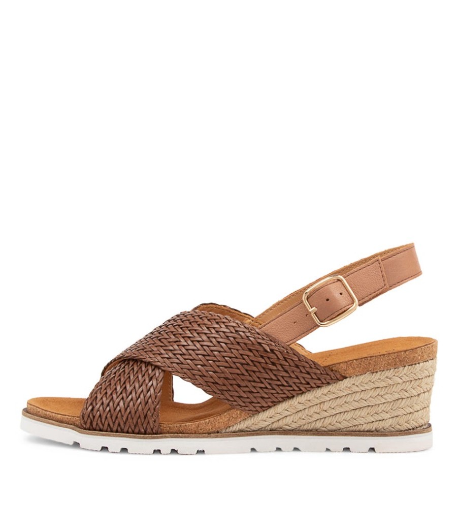 ZIERA Kaeme W Cognac Weave Leather Sandals | Espadrilles