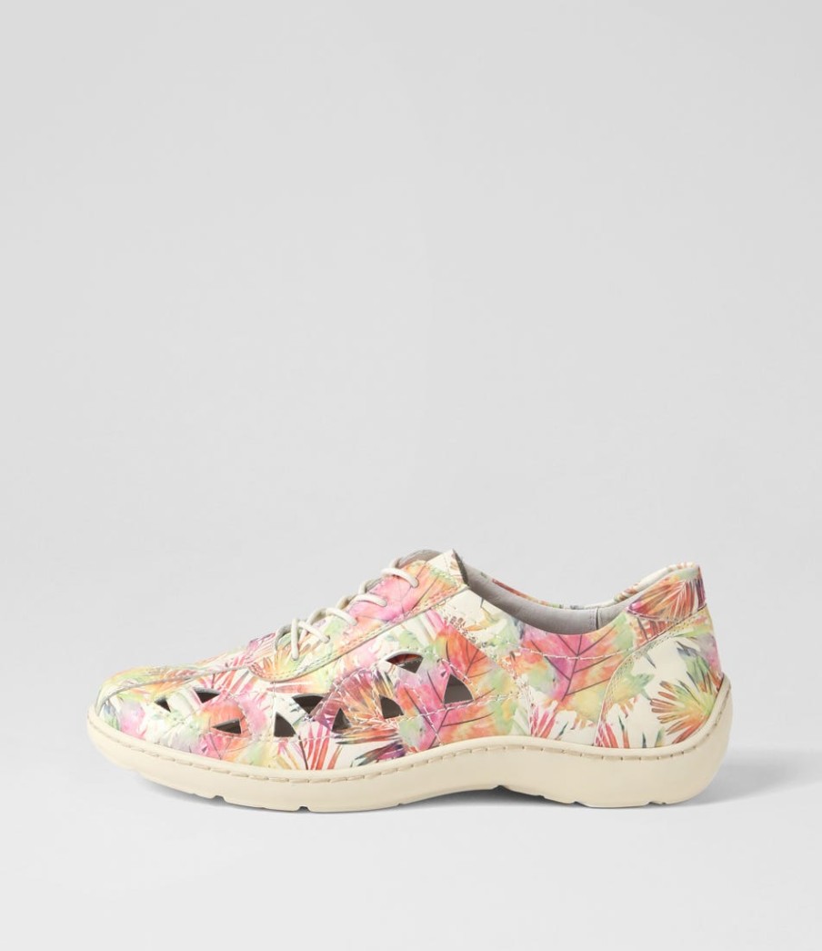 ZIERA Watkin Xf Multi Palms Beige Leather Sneakers | Sneakers