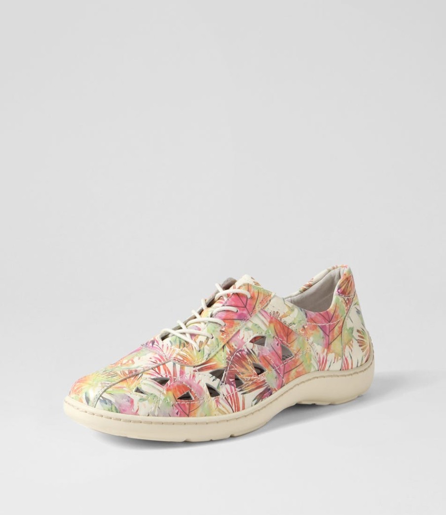 ZIERA Watkin Xf Multi Palms Beige Leather Sneakers | Sneakers