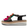 DJANGO & JULIETTE Abela Black Multi Leather Sandals | Espadrilles