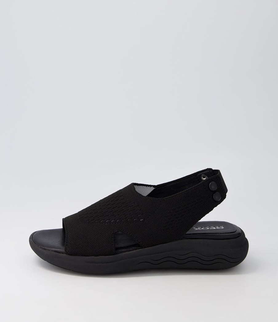 GEOX D Spherica Ec5 D Black Knit Sandals | Comfort